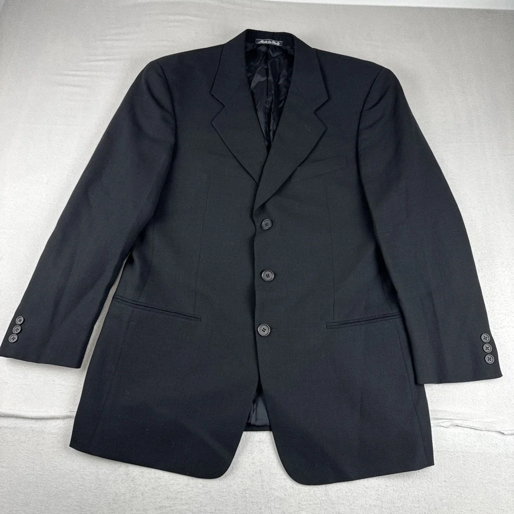Giorgio Armani Mani Mens Black Blazer 40R 3-button Wool Italy Office Business